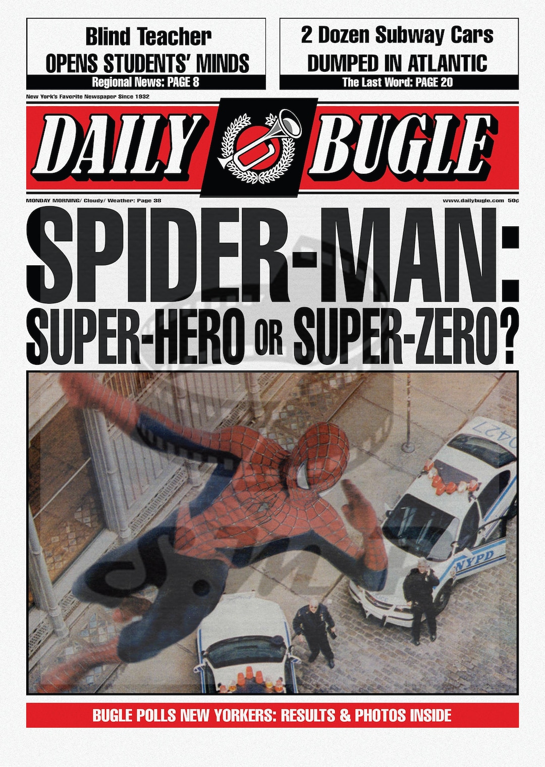 First Page, Daily Bugle Spider Man hero or Zero Etsy