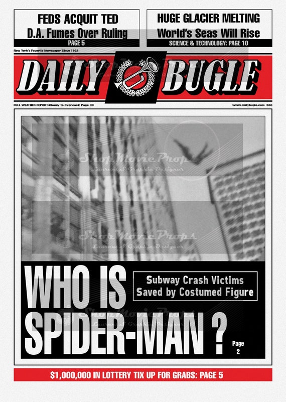 First Page Daily Bugle Spider Man who is Spider Man Etsy