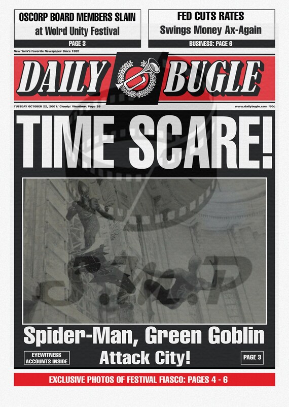 First Page Daily Bugle Spider Man Time Scare Etsy
