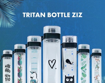 Water bottle ZIZ  | Tritan BPA-Free Water bottle | Personalized sport bottle | Custom water bottles | Personalized Drink Bottle - Reusable