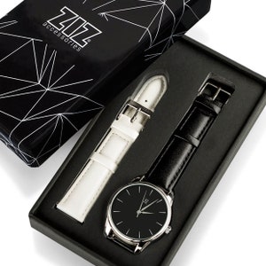 Reloj negro, regalo para hombre, reloj de pulsera, regalo para él, reloj de cuero negro, reloj raro para hombre, idea de regalo para él, relojes para hombre, relojes de moda al por mayor