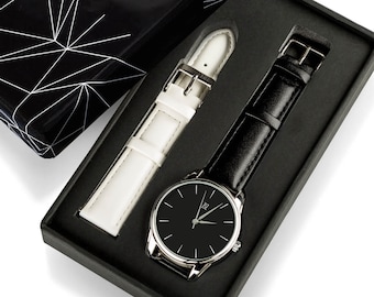 Relógio preto masculino presente relógio de pulso presente para ele relógio de couro preto raro relógio masculino ideia de presente para ele relógios masculinos relógio de moda por atacado