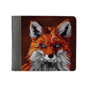 billetera de viaje con estampado de zorro / billetera de cuero delgada zorro rojo / billeteras para hombres / billetera de mujer roja / tarjeta de inserción de billetera / billetera delgada al por mayor