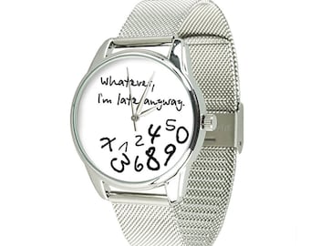 guck mal ich bin eh spät dran. Unisex Uhr. Herrenuhren. handgefertigte Uhr. Silber Metall Frauen Uhr. Uhren für Frau. großhandel uhr
