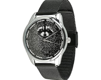 Reloj de hombre / Reloj de pulsera para él / Reloj de pulsera para hombre / Reloj de mapache personalizado / Relojes para hombre / Reloj negro / Relojes de pulsera al por mayor