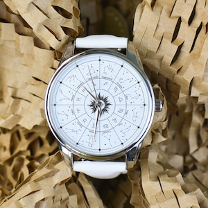Wheel of Zodiac Watch - wrist women's watches with Zodiac Symbols and Signs for Astrology lovers / Zodiac gift / Astrology Gifts
