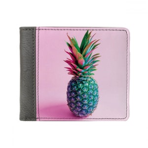 Dünne Unisex Leder Geldbörse. Visitenkartenetui. Personalisierte Geldbörse mit Ananas Druck. Personalisierte Geldbörse Einhorn. Reiseportemonnaie Einsteckkarte