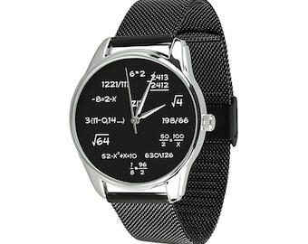 mens watch mathematics watch wholesale womens watches mathematics gift math watch men's gift idea black watch wrist watch metal watch