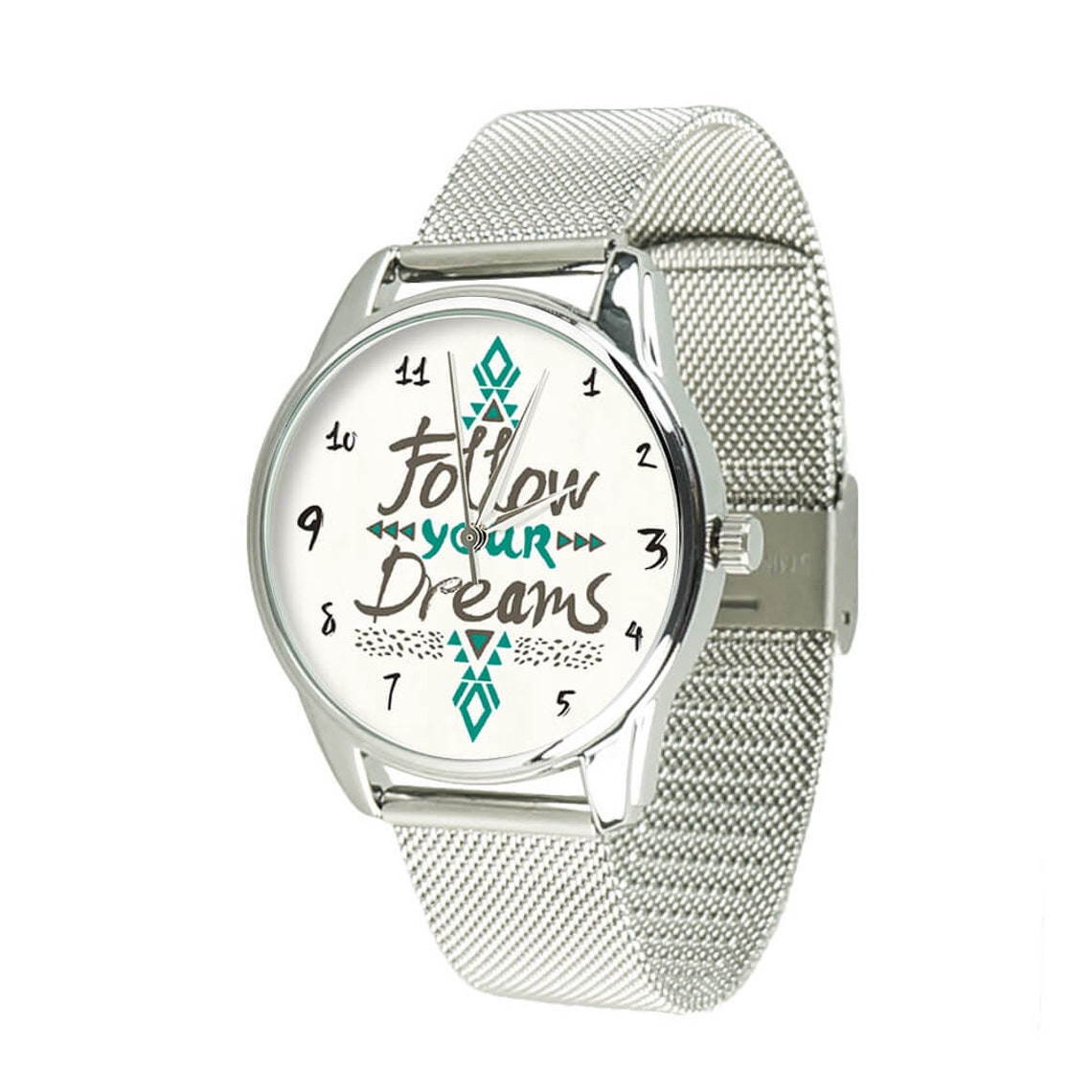 Follow Your Dreams Wrist Watch Quote Watch White Metal Wrist Etsy