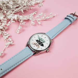 Watch Think it Want it Get it. Blue watch ZIZ. Unisex minimalist watch. Wrist watch women. Wholesale watch. Teens wrist watch leather.