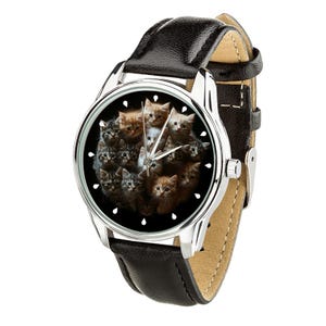 Adorable Kittens Watch – Cat Lover Wristwatch – Cute Cat Mom Gift – Kitten Cluster Face Watch for Pet Lovers