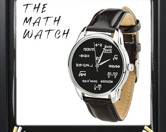 Wrist Mathematics Watch with Mathematical formulas, Math best Gift for Him boyfriend, Unisex Math wristwatch, white and black strap included