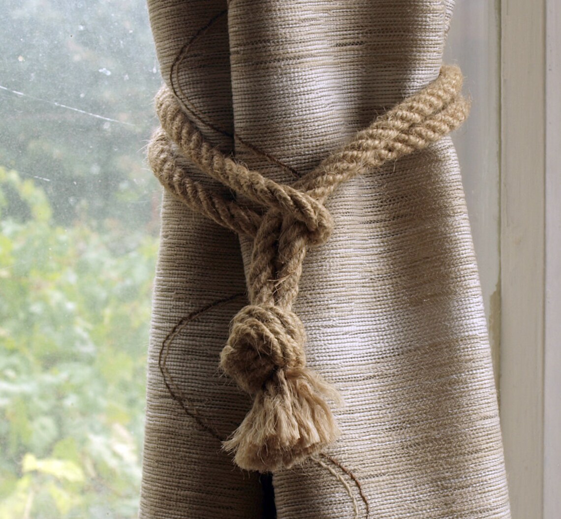 Set of 2 Nautical Rope Curtain Tie Backs Nautical Knot Tie Etsy