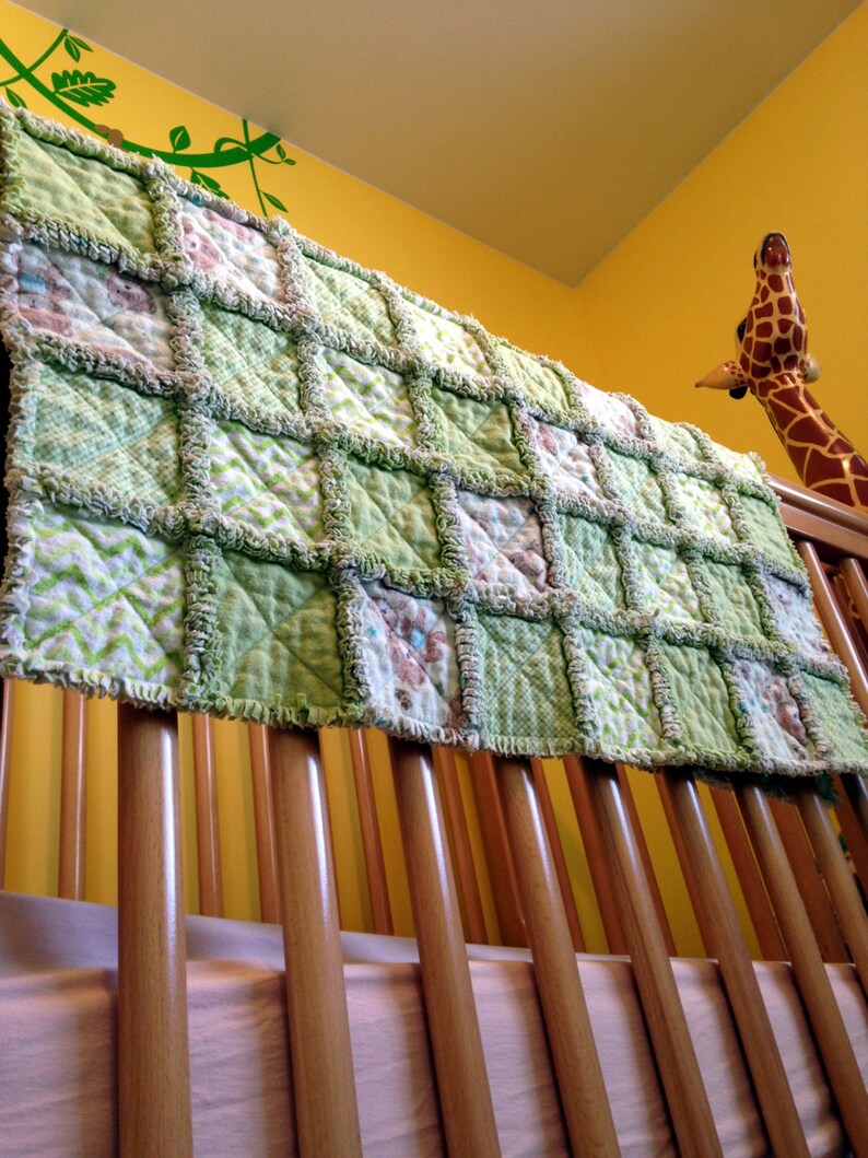 Green Flannel Baby Rag Quilt With Warm & Natural Batting Etsy