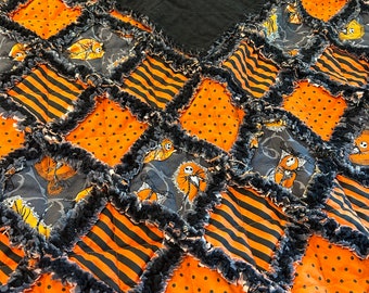 Halloween Rag Quilt | Jack Skellington | 48" x 64"