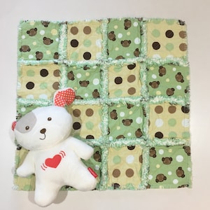 Green and Yellow Monkey and Polka Dots Baby Lovie | 20&quot; x 20&quot;