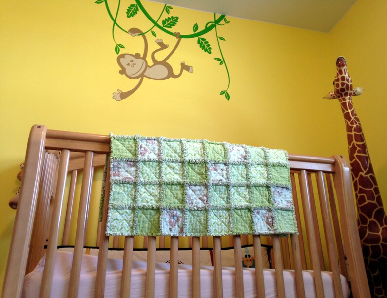 Green Flannel Baby Rag Quilt With Warm & Natural Batting Etsy