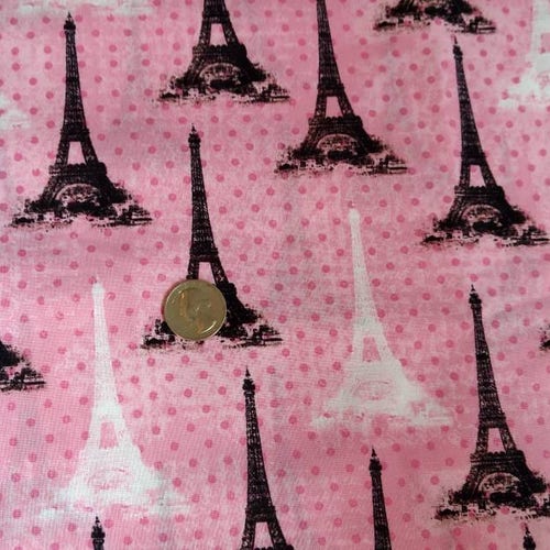 Paris Fabric Eiffel Tower Fabric Pink and Gray Glitter Fabric Etsy