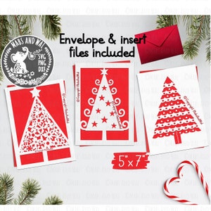 Pacote de três cartões de Natal SVG PNG DXF arquivo de corte digital/saudações de natal/modelo de cartão de natal/cartão de férias svg/uso comercial