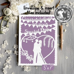 Congratulations on your special day card SVG PNG DXF digital cutting file/wedding svg/wedding day card template svg/big day/commercial use