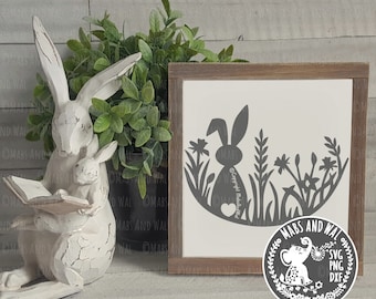Rabbit in meadow SVG PNG DXF digital cutting file/rabbit svg/easter bunny svg/meadow rabbit/easter egg svg/easter rabbit svg/commercial use