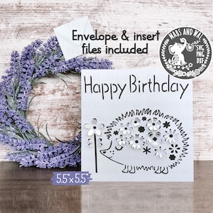 Egel Happy Birthday pop-out kaart SVG PNG DXF digitaal snijden bestand/egel kaart svg/egel pop-out kaart 3D svg/verjaardag/commercieel gebruik