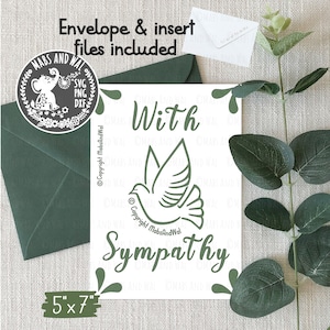 Avec carte de sympathie SVG PNG DXF fichier de découpe numérique/pensée à vous svg/carte de deuil svg/carte de condoléances svg/carte de perte/usage commercial