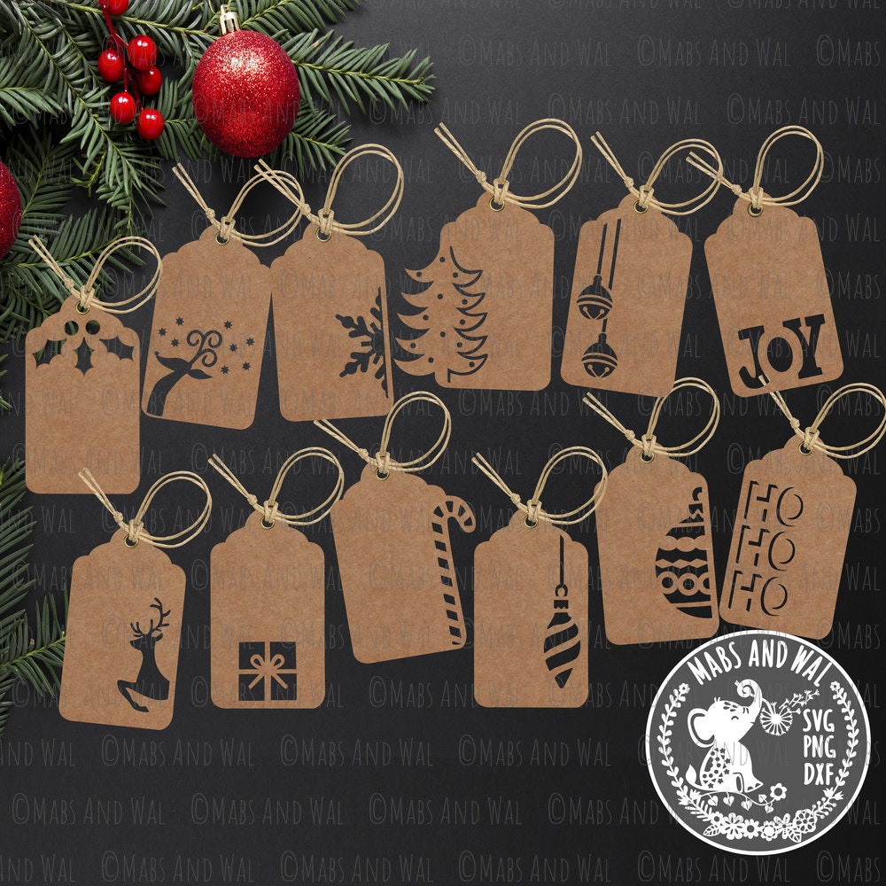 Christmas gift tags SVG PNG DXF digital cutting file/Christmas | Etsy