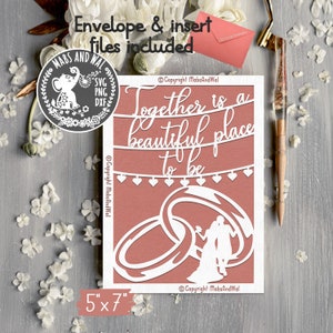 Tarjeta de boda juntos SVG PNG DXF archivo de corte digital/tarjeta de felicitación del día de la boda svg/plantilla de tarjeta de felicitación de boda/uso comercial