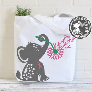 Elephant dandelion cancer awareness 3 SVG PNG DXF digital cutting file/elephant svg/dandelion make a wish/breast cancer svg/commercial use