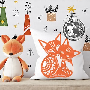 Renards câlins SVG PNG DXF fichier de découpe numérique/style folk renard svg/renard svg/renard mandala svg/animal des bois svg/renard couple svg/usage commercial