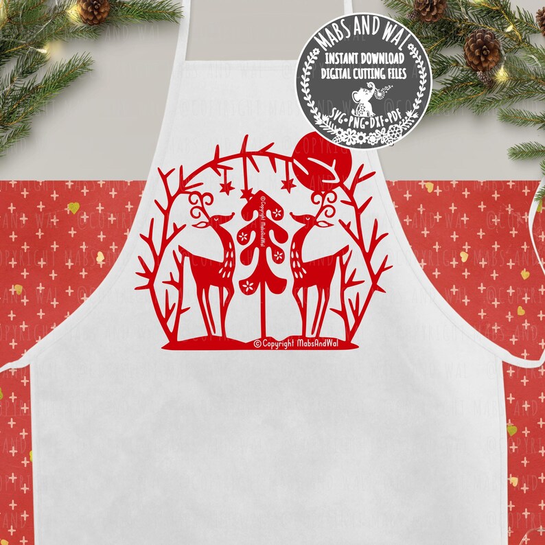 Reindeer and Tree Retro SVG PNG DXF Digital Cutting File/christmas ...