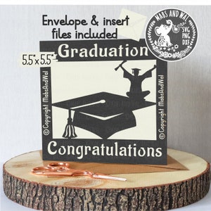 Tarjeta de felicitación de graduación SVG PNG DXF archivo de corte digital, Tarjeta cuadrada svg, Graduado universitario svg, Graduado universitario svg, Uso comercial