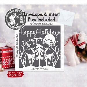 Happy holidays retro card SVG PNG DXF digital cutting file/Christmas reindeer card/Christmas card retro/holiday reindeer svg/commercial use