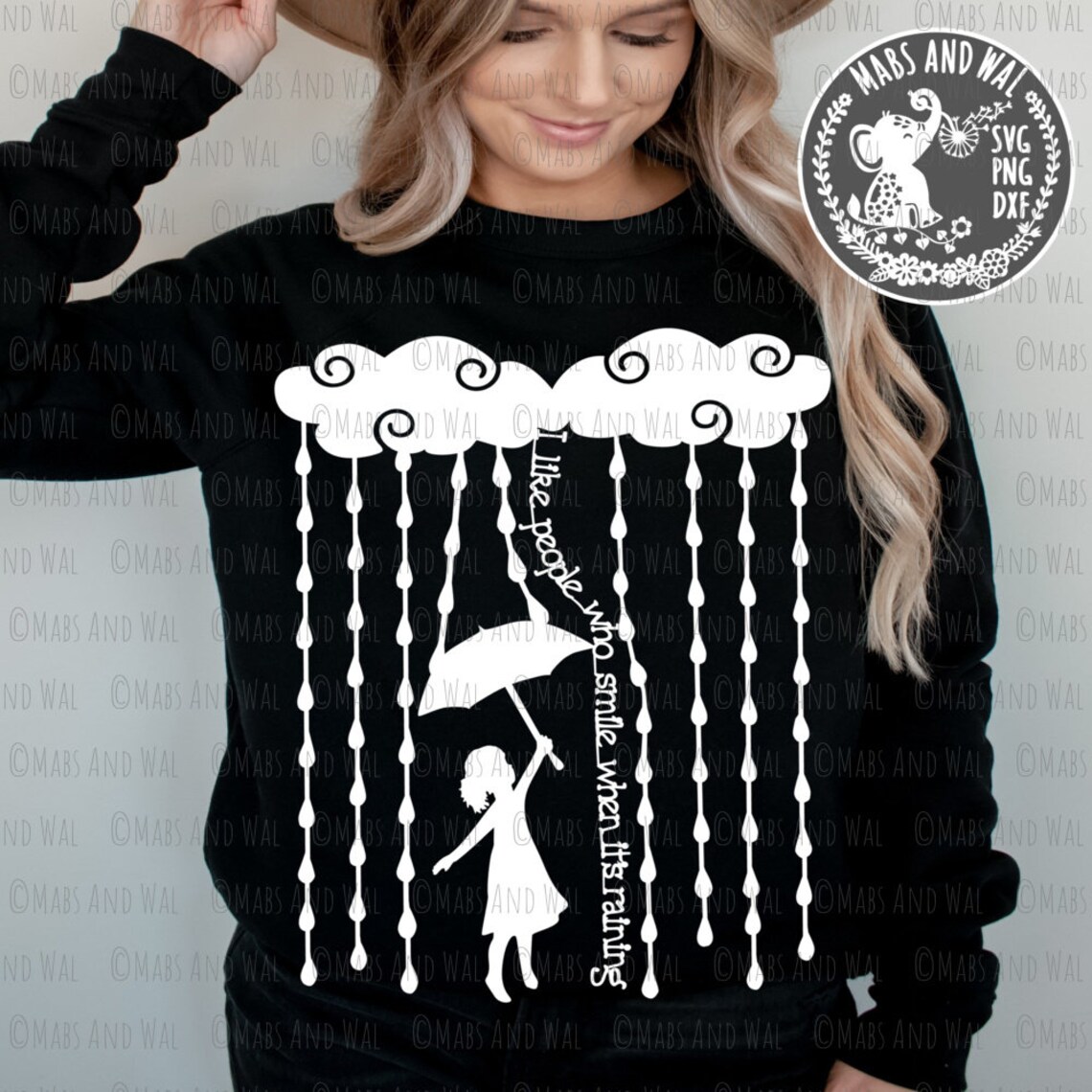 Raining SVG PNG DXF Digital Cutting File/smile When It is Raining Svg ...