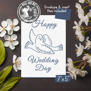 Doves wedding day card SVG PNG DXF digital cutting file/wedding day congratulations/wedding card svg/wedding doves svg/birds wedding card