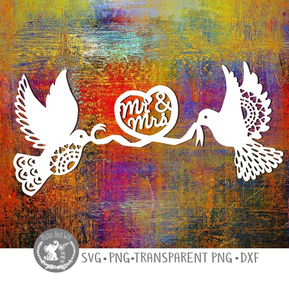Download Mr Mrs Ribbon Doves Svg Png Dxf Digital Cutting File Mr Etsy