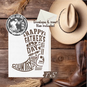 Tarjeta de país del día del padre SVG PNG DXF archivo de corte digital/Tarjeta del día del padre/Tarjeta de vaquero svg/Tarjeta diy de tema occidental/Tarjeta de papá de bota de vaquero svg