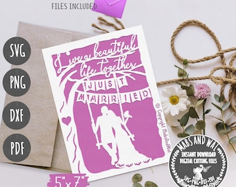 Wedding card beautiful life SVG PNG DXF Pdf digital cutting file/wedding greetings card/papercut wedding card/romantic wedding card/Diy card