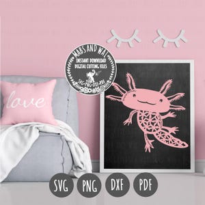 Axolotl SVG PNG DXF Pdf Datei zum Schneiden von Wasser Amphibien / Wassersalamander / Ambystoma mexikanischer gehender Fisch / Axolotl Geschenk