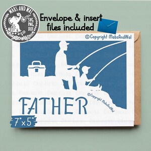 Father fishing card SVG PNG DXF digital cutting file/Father&#39;s day card template svg/Father birthday card/Dad greetings card/commercial use