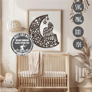 Engel Mond SVG PNG DXF Pdf digitale schneiden Datei/Angel Crescent Moon svg/Digital Plotterdatei für Cricut/Papercut Engel Design/betender Engel