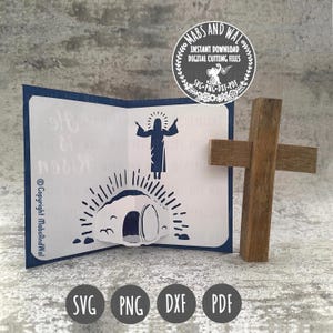 Cartão de Páscoa pop-up de ressurreição de Jesus SVG PNG DXF Pdf arquivo de corte digital/cartão de Páscoa religioso svg/cartão de fé de Páscoa svg/cartão de túmulo vazio