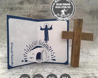 Jesus resurrection pop-up Easter card SVG PNG DXF Pdf digital cutting file/religious Easter card svg/Easter faith card svg/empty tomb card
