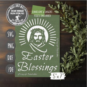 Bénédictions de Pâques Jésus carte SVG PNG DXF Pdf fichier de découpe numérique/religieux Pâques carte svg/Pâques foi carte svg/carte chrétienne modèle svg