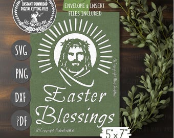 Easter blessings Jesus card SVG PNG DXF Pdf digital cutting file/religious Easter card svg/Easter faith card svg/Christian card template svg