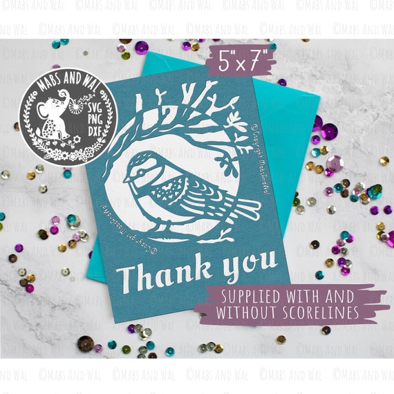 Bird Thank You Card SVG PNG DXF Digital Cutting File/bird Etsy UK