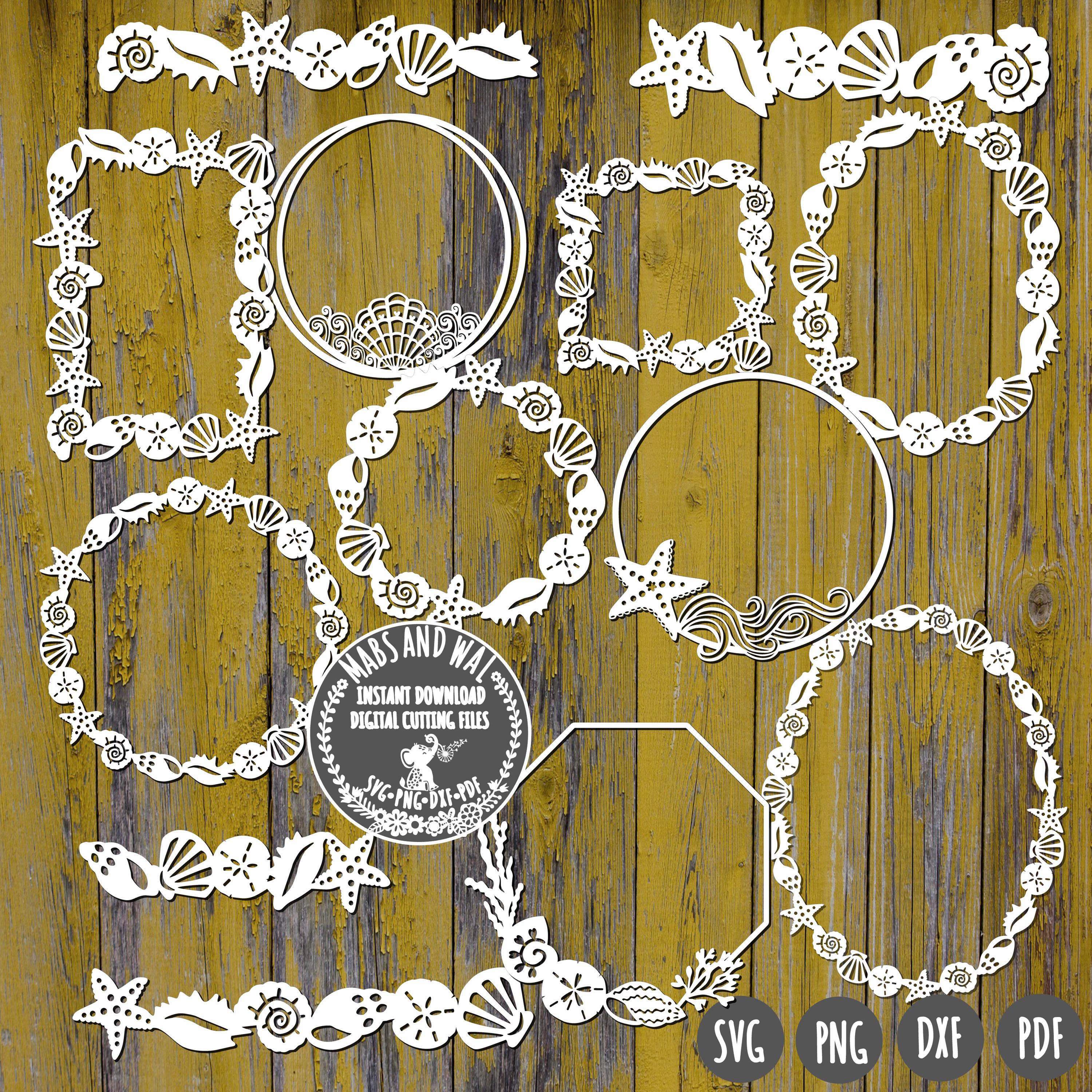 Shell Frames and Borders SVG PNG DXF Digital Cutting File/shell Borders ...
