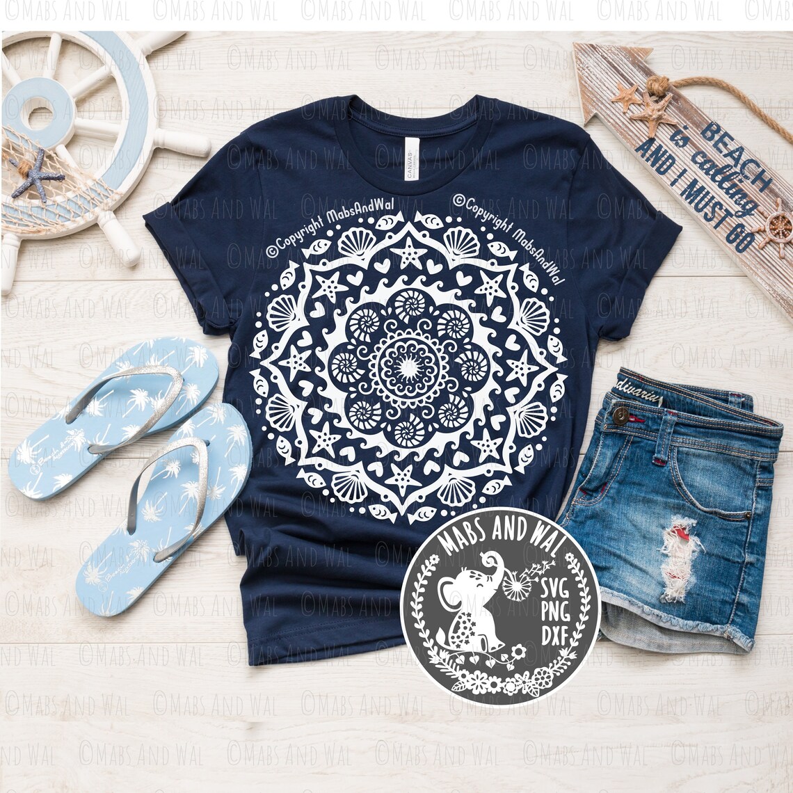 Mandala Beach SVG PNG DXF Digital Cutting File/mandala - Etsy