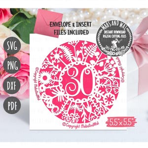 Alter 30 Blume Karte SVG PNG DXF Pdf Datei/30 Jahre Jubiläum Karte/30 Jahre Geburtstagskarte/Cricut 30 Jahre Geburtstagskarte svg/30 Meilenstein